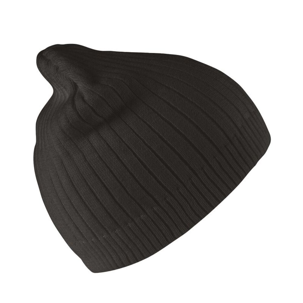 Result Winter Essentials Unisex Adult Knitted Cotton Beanie / Black
